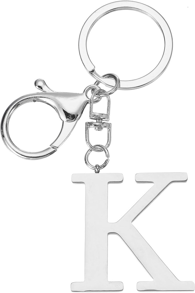 Sleutelhanger met beginletter, letter A tot Z, schattige metalen sleutelhanger voor handtas