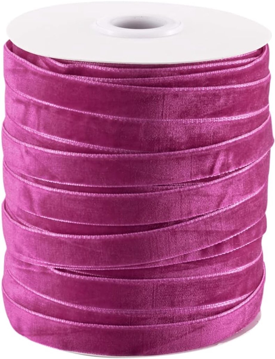 50 Yards Fluwelen Lint 3/8 "Single Face Satijn Lint Roll Decorating Lace Trim voor Gift Pakket Wrapping Haar Boog Clips Maken Magenta Kleur