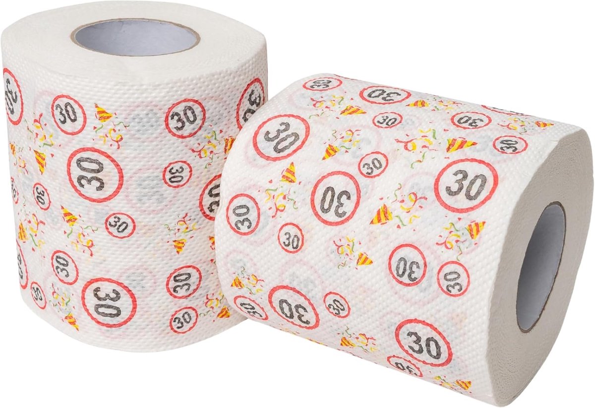 Toiletpapier, voor de 30e verjaardag, 2 rollen, feestdecoratie en cadeauverpakking, grappig thematisch toiletpapier, leuk huisdieren, toiletrol cadeauartikel