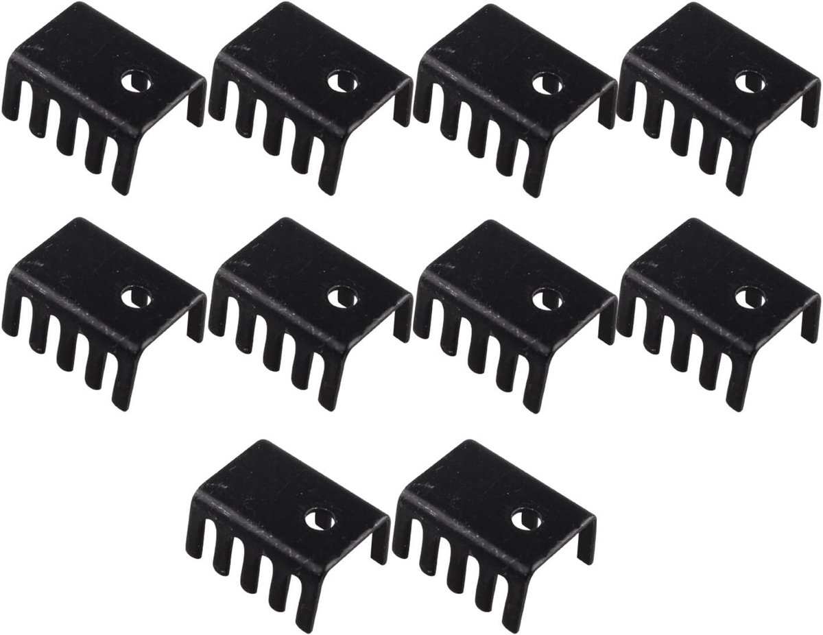 10 Stks Koellichaam 20x15x10mm Zwart Aluminiumlegering Heatsink Compatibel met TO-220 Transistors