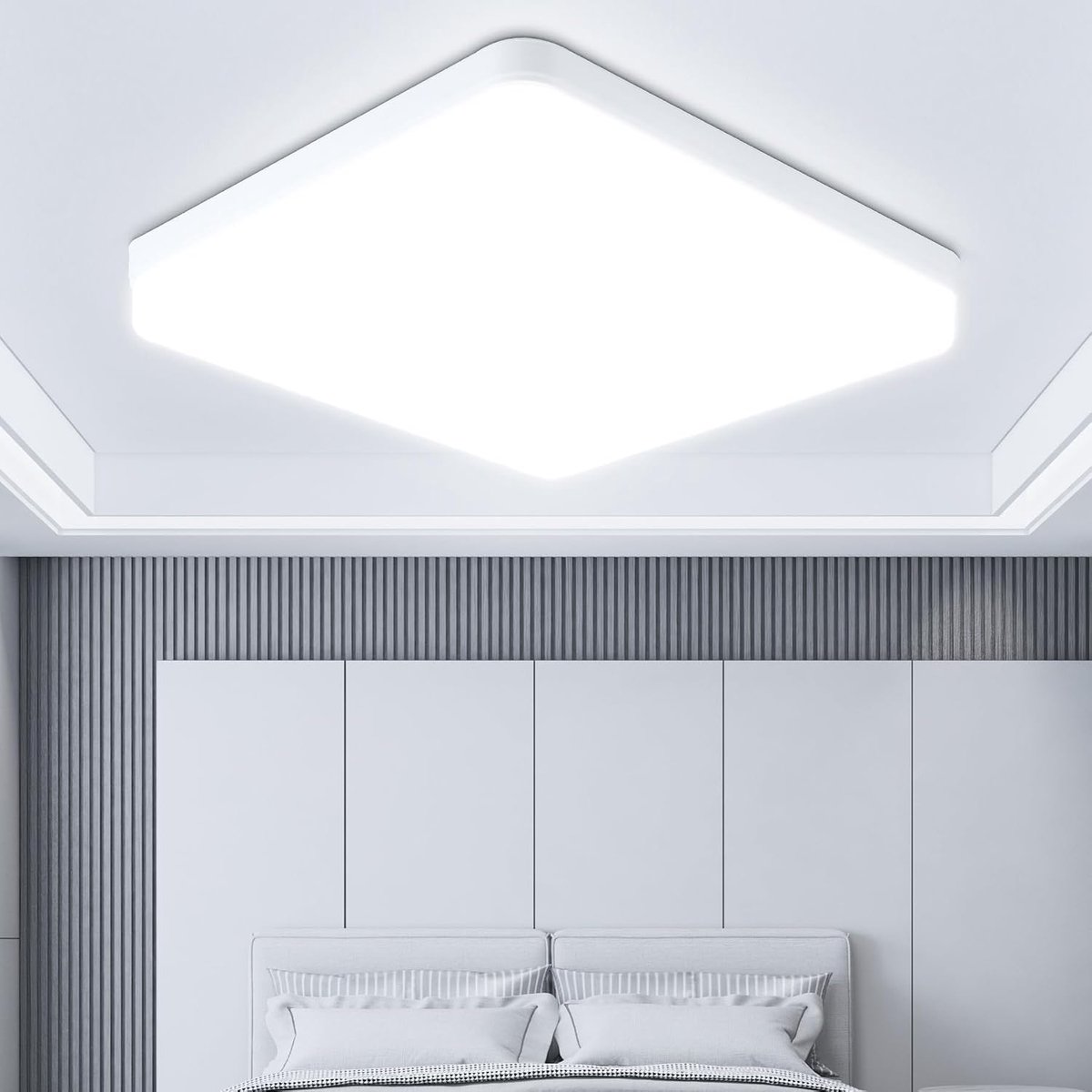 Plafondlamp Vierkant 40W 6500K Koud Wit 23cm Paneellamp | Moderne Vierkante LED Plafondlamp Ideaal voor Slaapkamer, Badkamer, Woonkamer, Hal en Kantoor