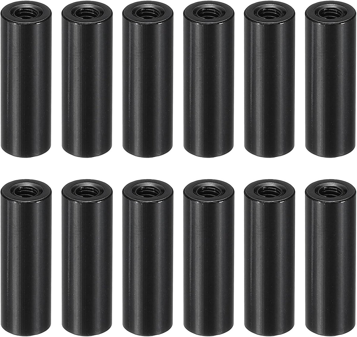 12 stks M3 Metalen Schroefdraad Afstandhouder Moeren, Ronde Aluminium Spacers Vrouwelijke Koppeling Schroeven, 1/8 "ID x 1/4" OD, Zwart 3x6x18mm