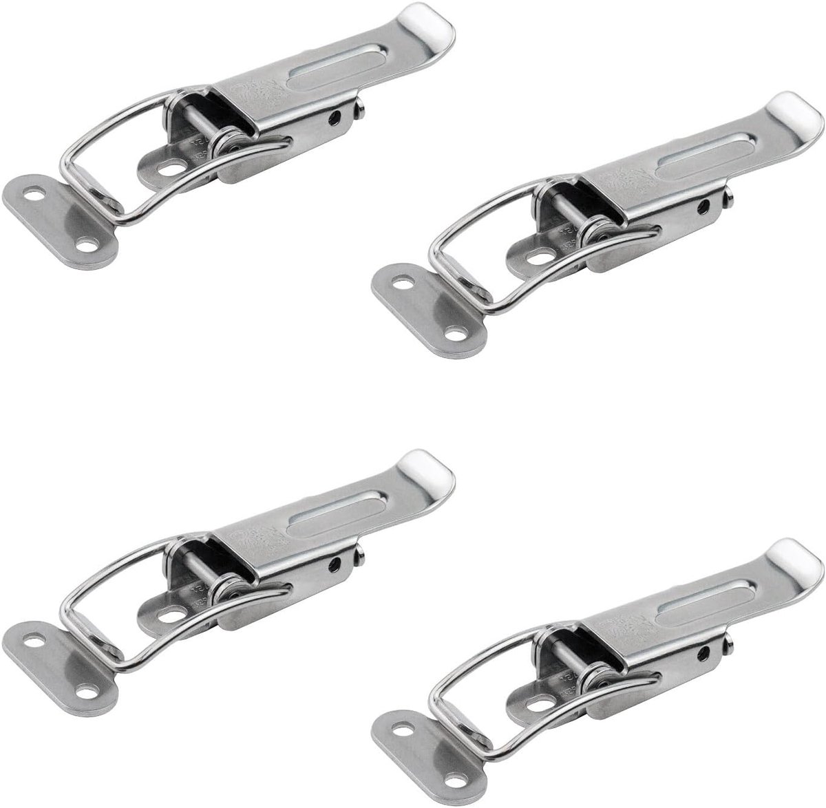 Sluitingen van roestvrij staal, met twee laagzekeringen. Spansluiting Catch #22 voor uittrektafel, kist, instrumentenkoffer, werkblad (roestvrij staal SUS304, V2A)