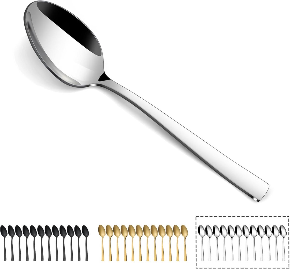 12 stuks theelepel, kleine lepel, koffielepel, roestvrij staal, 13,8 cm, theelepel, espressolepel, dessertlepel voor thuis, feest, restaurant, vaatwasmachinebestendig