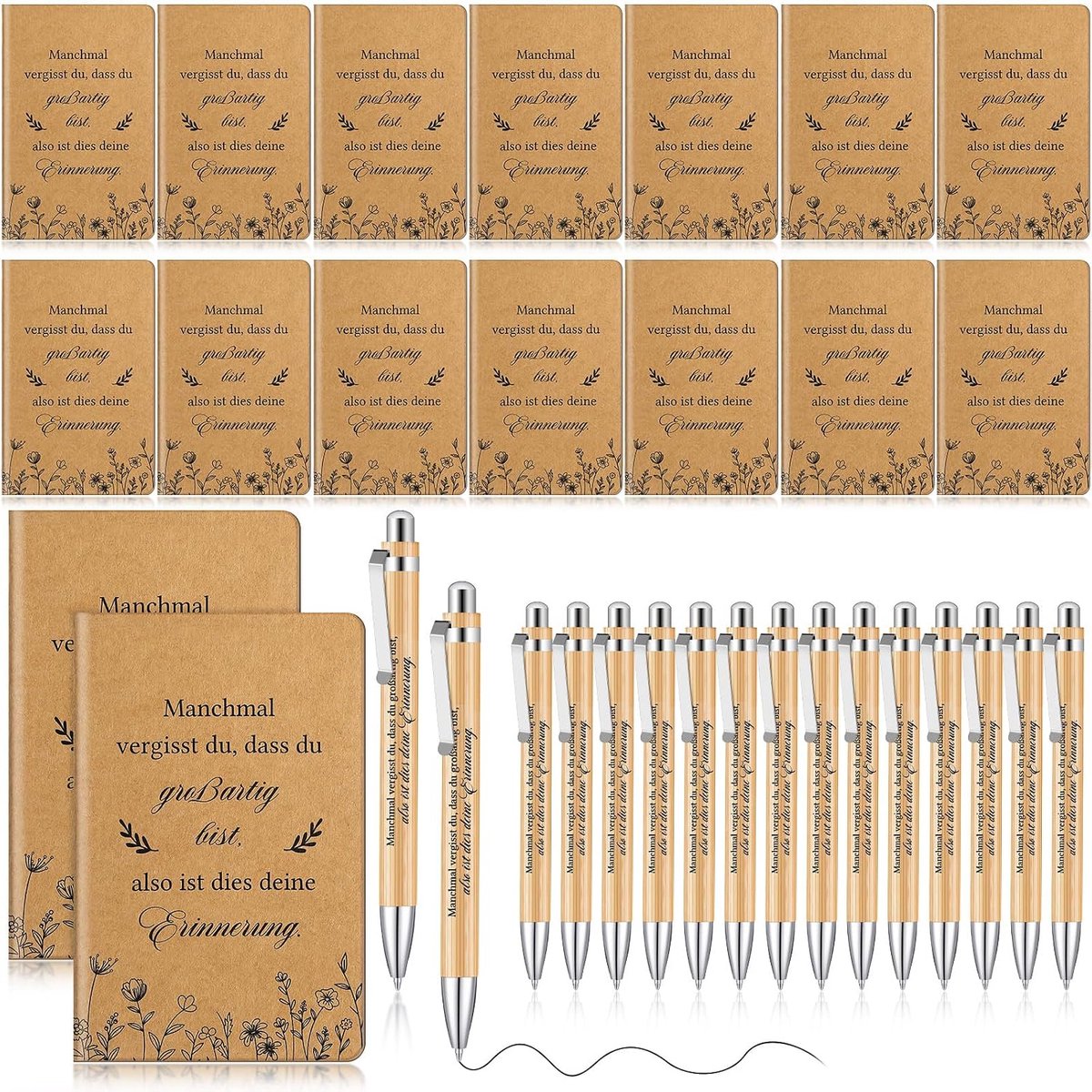 Bedankcadeausets voor collega's, inspirerend mini-notitieboek, motivatie, intrekbare balpen, afscheidscadeau voor collega's, 16 sets