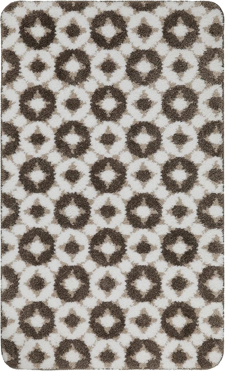 badmat met abstract patroon van WECONhome Basics - antislip, wasbaar - Elegant ontwerp voor elke badkamer - Veelzijdige maten & kleuren – J&J (60 x 100 cm, Taupe beige)