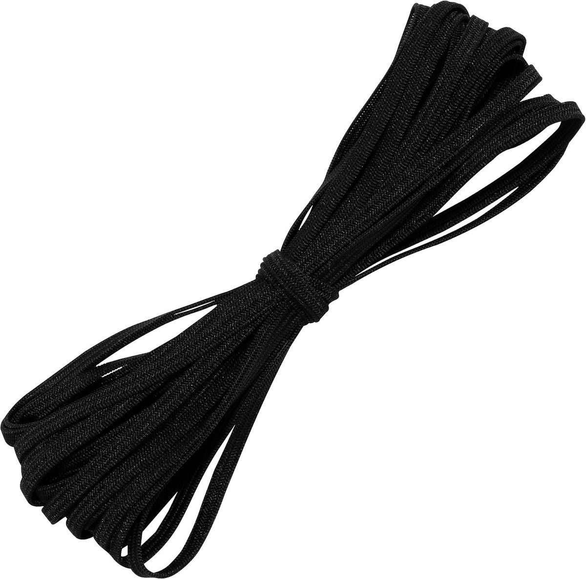 - C67519 - plat gevlochten elastiek 5 meter - breedte 4 mm - polyester + latex - kleur zwart