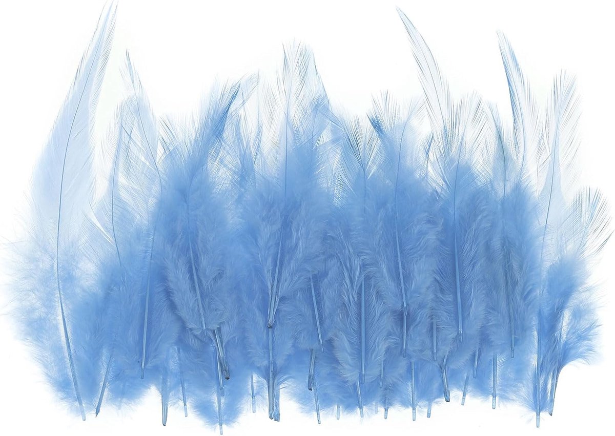 3-6 Inch Zadel Hackle Haan Veer, 100 Stuks Bulk Natuurlijke Veren Pluizige Craft Veren voor Dromenvanger Oorbellen Hanger, Hemelsblauw