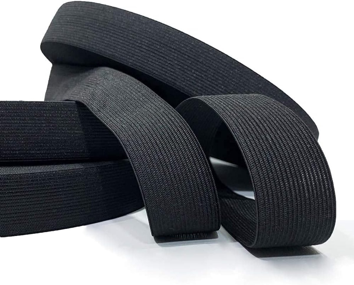 Elastisch naaielastiek van polyester, 25 m, verkrijgbaar in verschillende breedtes, elastiek voor naaien en knutselen, zwart, 30 mm