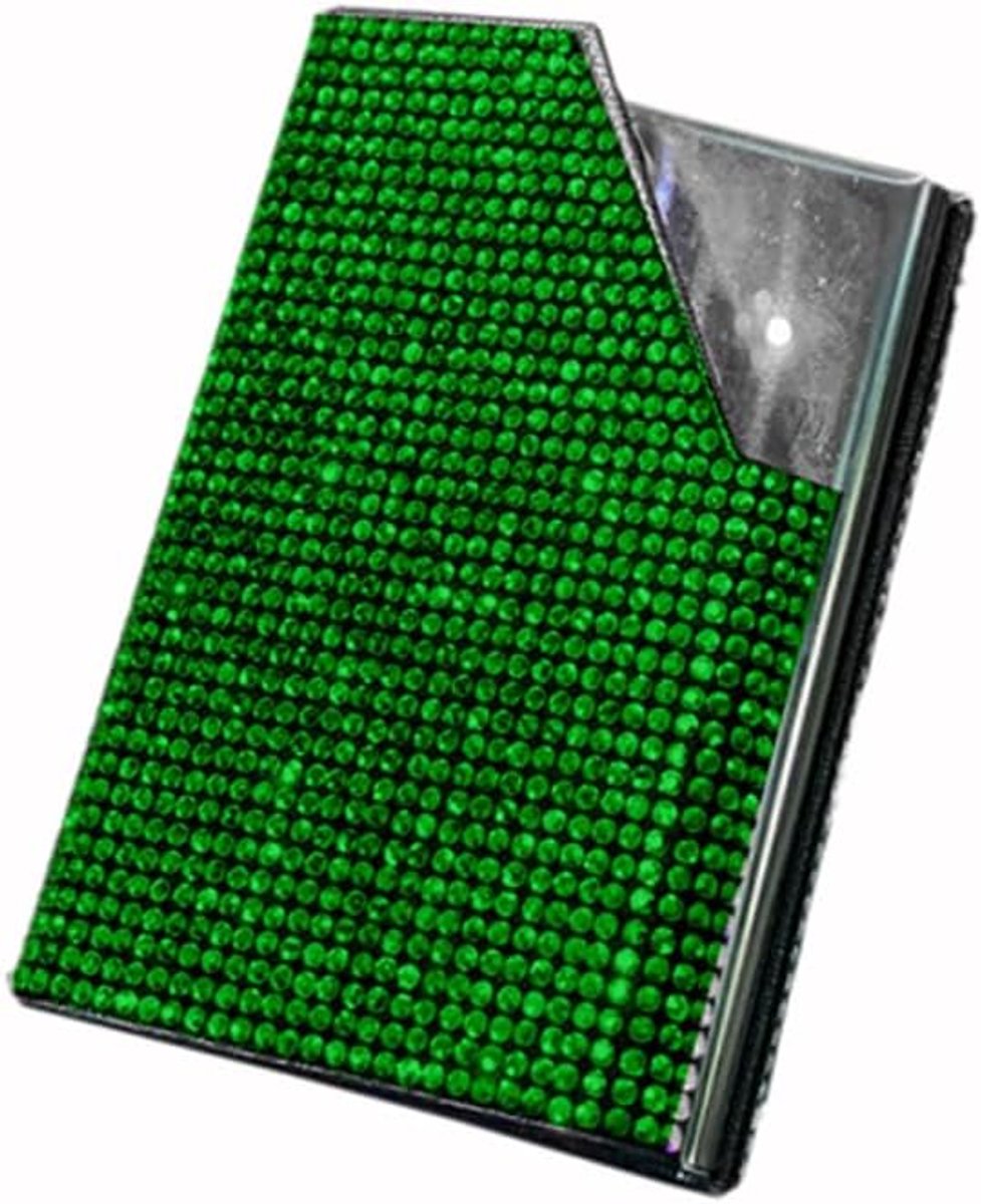 Visitekaarthouder, roestvrij stalen visitekaartjes-etui, blingbling-visitekaartjeshouder met magneetsluiting, voor ID-kaarten, creditcards, cadeaukaarten, bankkaarten, groen B