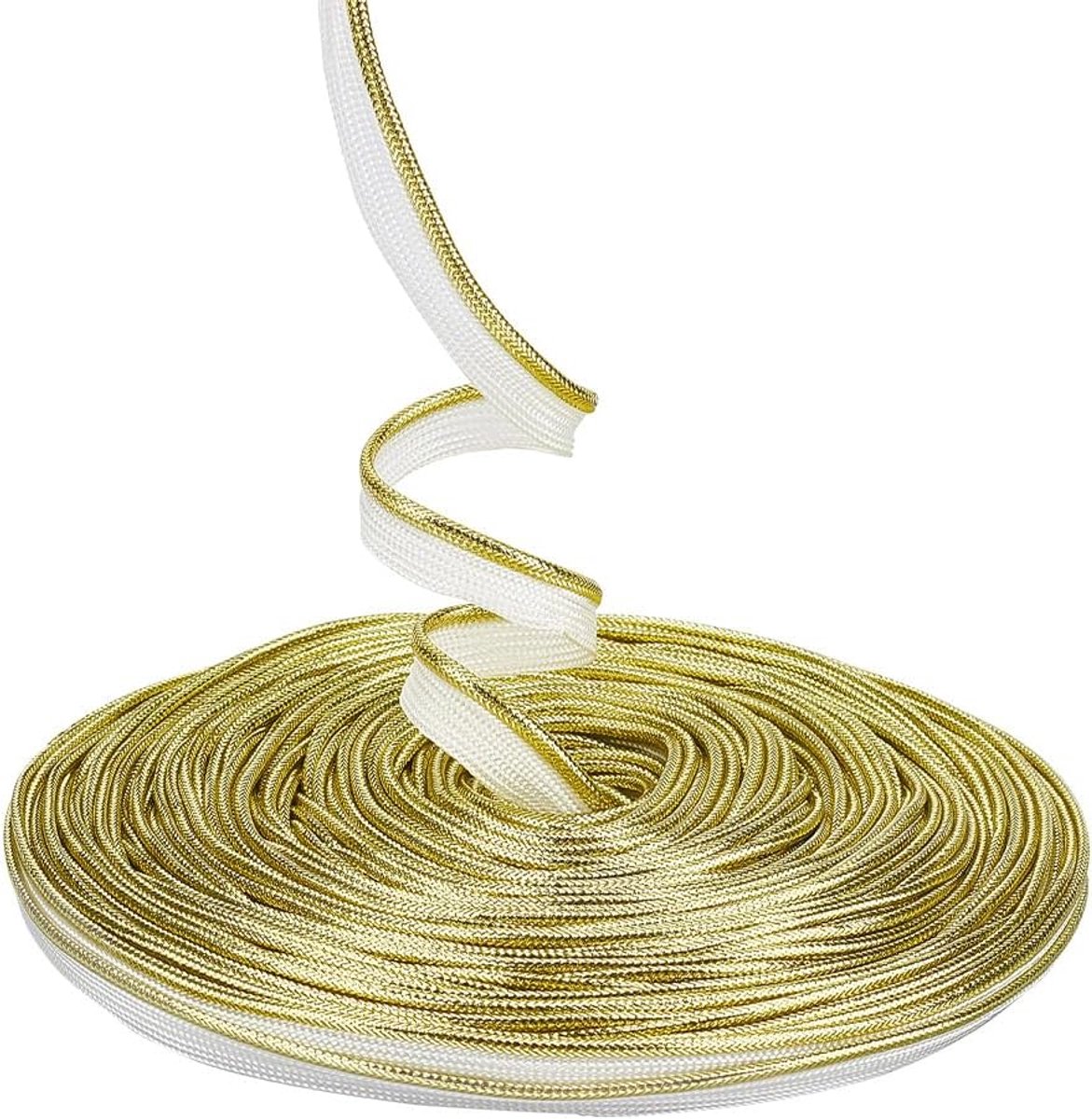 Biaisband met laskoord, koordtrim lint biezen trim met metalen lip polyester handwerk voor woondecoratie bekleding en kleding
