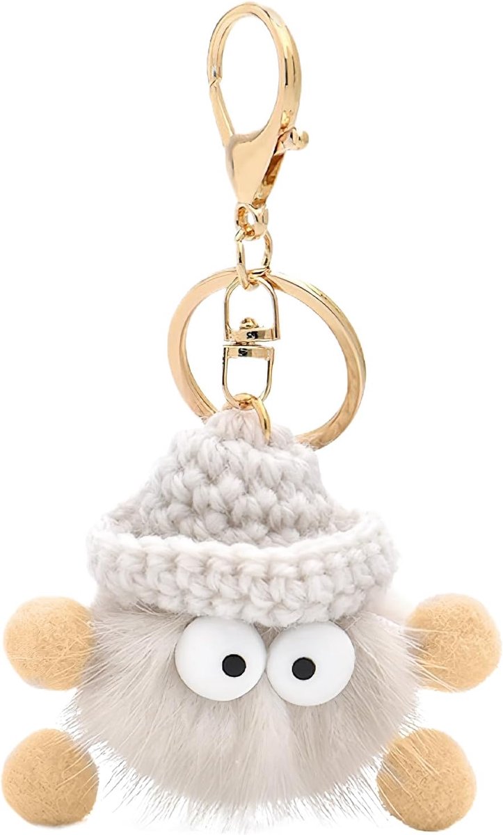 Schattige zachte pluche sleutelhanger, pluche sleutelhanger, wollige sleutelhanger, pompon, sleutelhanger