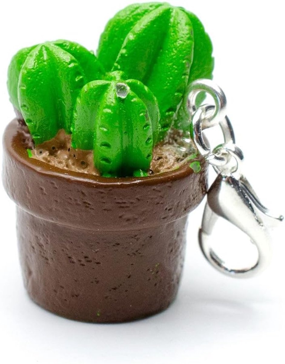 Cactus Charm Zipper Pull Hanger Plant Pot Cactus 3 - Handgemaakt modesieraad I ketting hanger verzilverd - bedelhanger bedelarmband - hanger voor armband