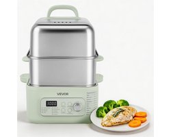 VEVOR Elektrische Stoomkoker 13 Liter met 2 Kookniveaus, Roestvrij Staal, 1500 W, Groen, Groente-…