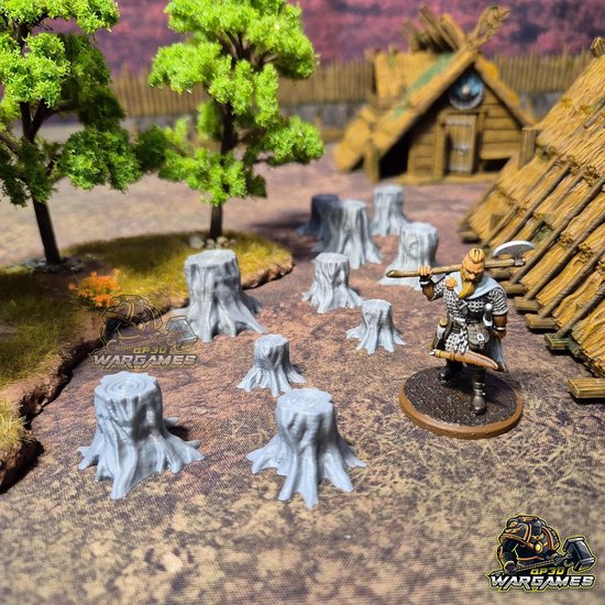Set van 10 boomstammen, verspreide fantasieruimte voor games, rollenspel en bot, schaal 28-32 mm, miniaturen, wargaming, Dnd rekwisieten, 3D-print voor schilderen — afbeelding 4