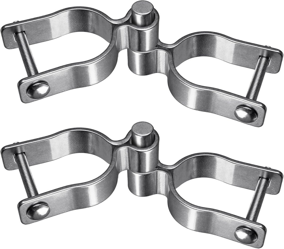 2 stuks 2-3/8 "Heavy Duty Chain Link Fence Gate Scharnieren, 304 roestvrijstalen T-Post & Pijp Gate Scharnier Kit met frame en paalbeugels, bouten en moeren inbegrepen voor boerderij, vee en