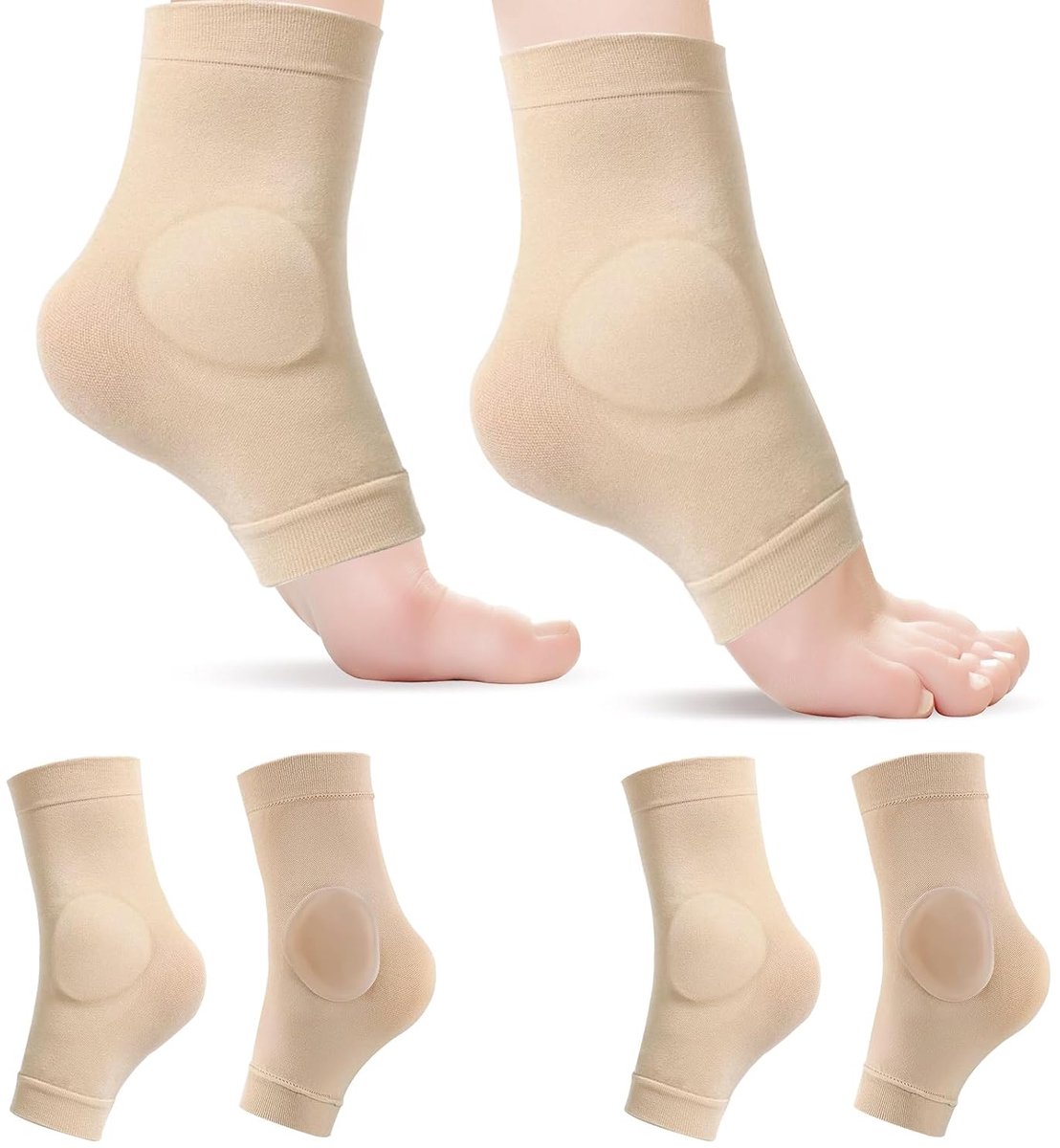 2 paar enkelbeschermersokken met gelpad, Malleolar gewatteerde skatesokken voor kunstschaatsen, rolschaatsen, skiën, hockey, laarzen, brace, enkelsteunkussen, enkelsteunkussen