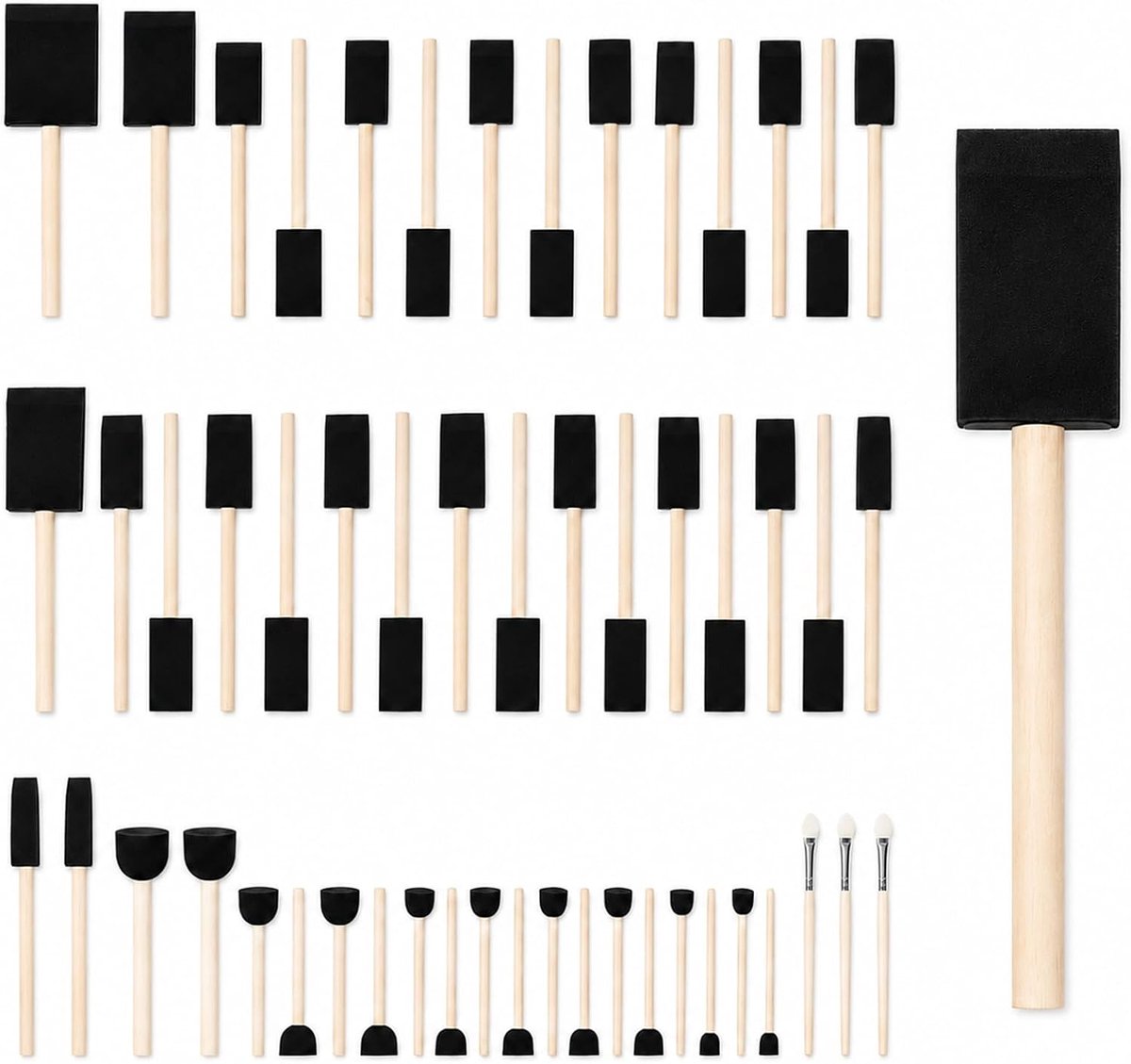Spons schuim houten handvat verfkwasten (25 stuks) – licht, duurzaam, acryl, ideaal voor vlekken, lak, knutselen