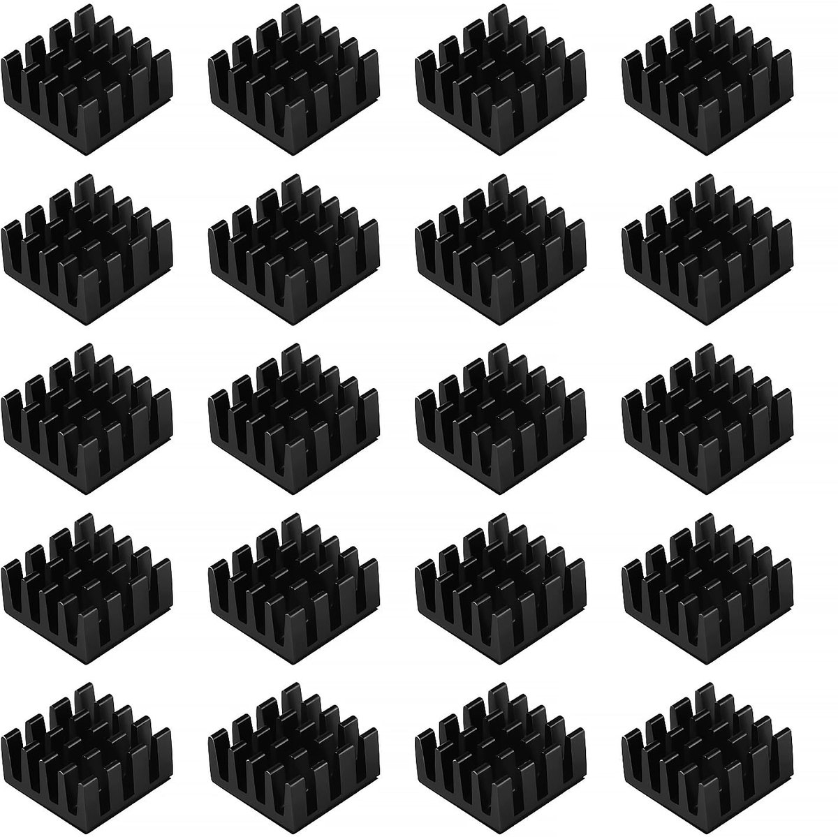 20 Stuks Aluminium Koellichaam Koelvin, Koelvin met Warmtegeleidende, Printplaat Koelvin, met Thermisch Geleidende Plakband, voor Elektronische Componenten, 14 * 14 * 7 mm, Zwart