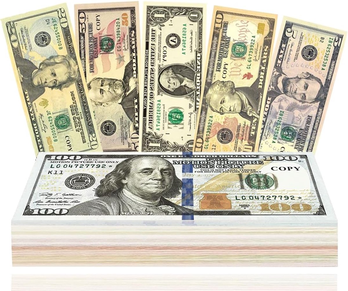 Money, Spielgeld Dollar Scheine Falschgeld, kopieergeld, kopieergeld, Film Play Geldscheine Toy Fake Copy Dollar Money, 120 Blätter (20 x 1 $, 5$, 10$, 20$, 50$, 100$)