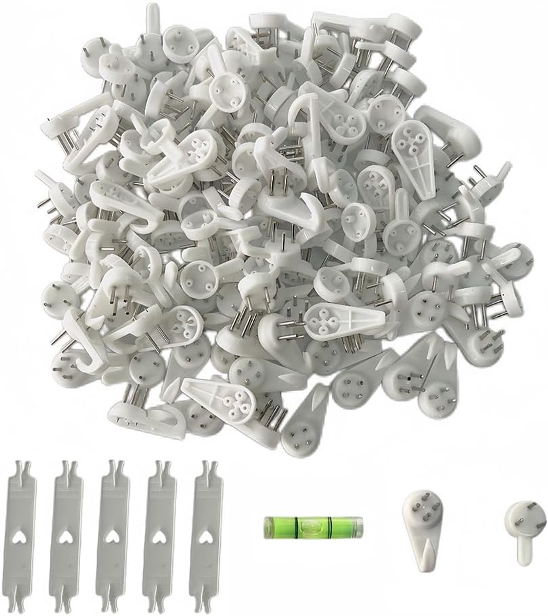 Foto Opknoping Kit, 2 Maten, Non Trace Hard Wall Hanger, 150 Stuks Fotohaken voor Ophangen Van Fotolijsten, Wanddecoratie, Geschikt voor Anhydrietmuren, Trouwfoto's, Afbeeldingen (Wit)