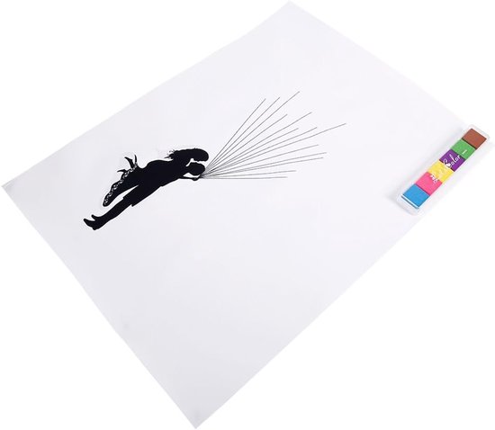 4 soorten vingerafdruk boom bruiloft gastenboek bruiloft gastenboek poster met 6 kleuren inkt (kleur: TYPE3#) - Vingerafdrukboom canvas als creatief voor bruiloften, incl. 6 kleurstempelkussens (blauw, roze, geel, paars, groen, bruin) — afbeelding 2