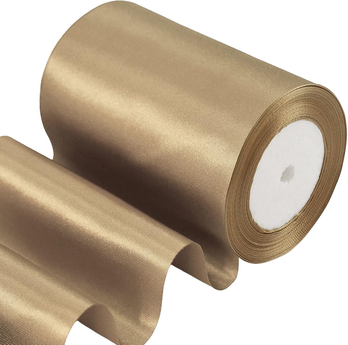 23m breed champagne goud satijnen lint 10 cm voor trouwauto, groot stoffen lint 3 inch auto-lint dik baby blauw lint voor knutselen, cadeauverpakking, bruiloft, Kerstmis, doe-het-zelf, haarstrikken, taartdecoraties