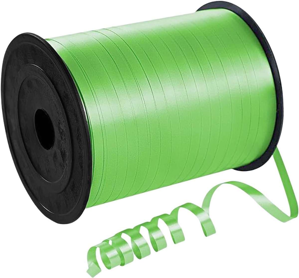 groen, 5 mm breed, 450 m plooiband, cadeaulint, ringband, ballonkoord voor doe-het-zelf decoratie, decoratielint voor bruiloft, Kerstmis, Nieuwjaar, verjaardag, ballonband, groen, effen