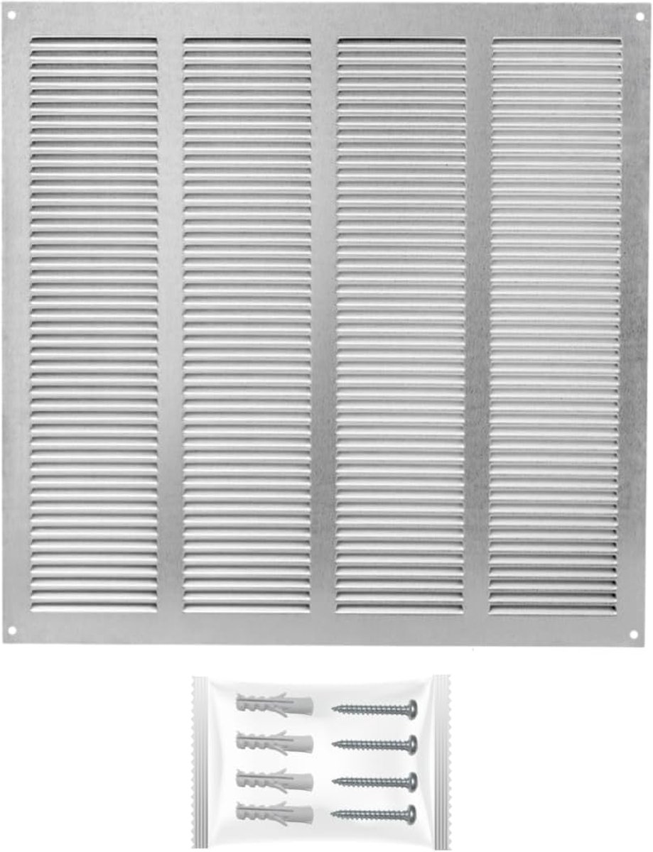 VENT Ventilatie Grille 400 x 400 mm gegalvaniseerd staal met insectenbescherming – vierkante HVAC weerbescherming ventilatie van plaatstaal – schroef in pijp Exit Cover