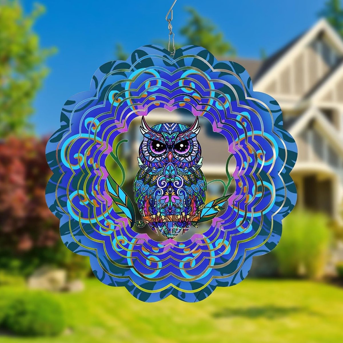 metalen roterende windgong - 30 cm windspinner decoratieve geschenken, buiten en binnen hangende decoratie voor tuin, binnenplaats, terras, achtertuin of veranda