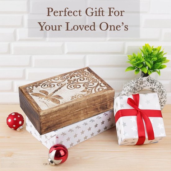 Houten Handgemaakte Decoratieve Doos Reptier Wit En Bruin - Multifunctioneel Gebruik Als Sieradenopslag Horlogedoos Geweldig Als Geschenken van houten — afbeelding 4