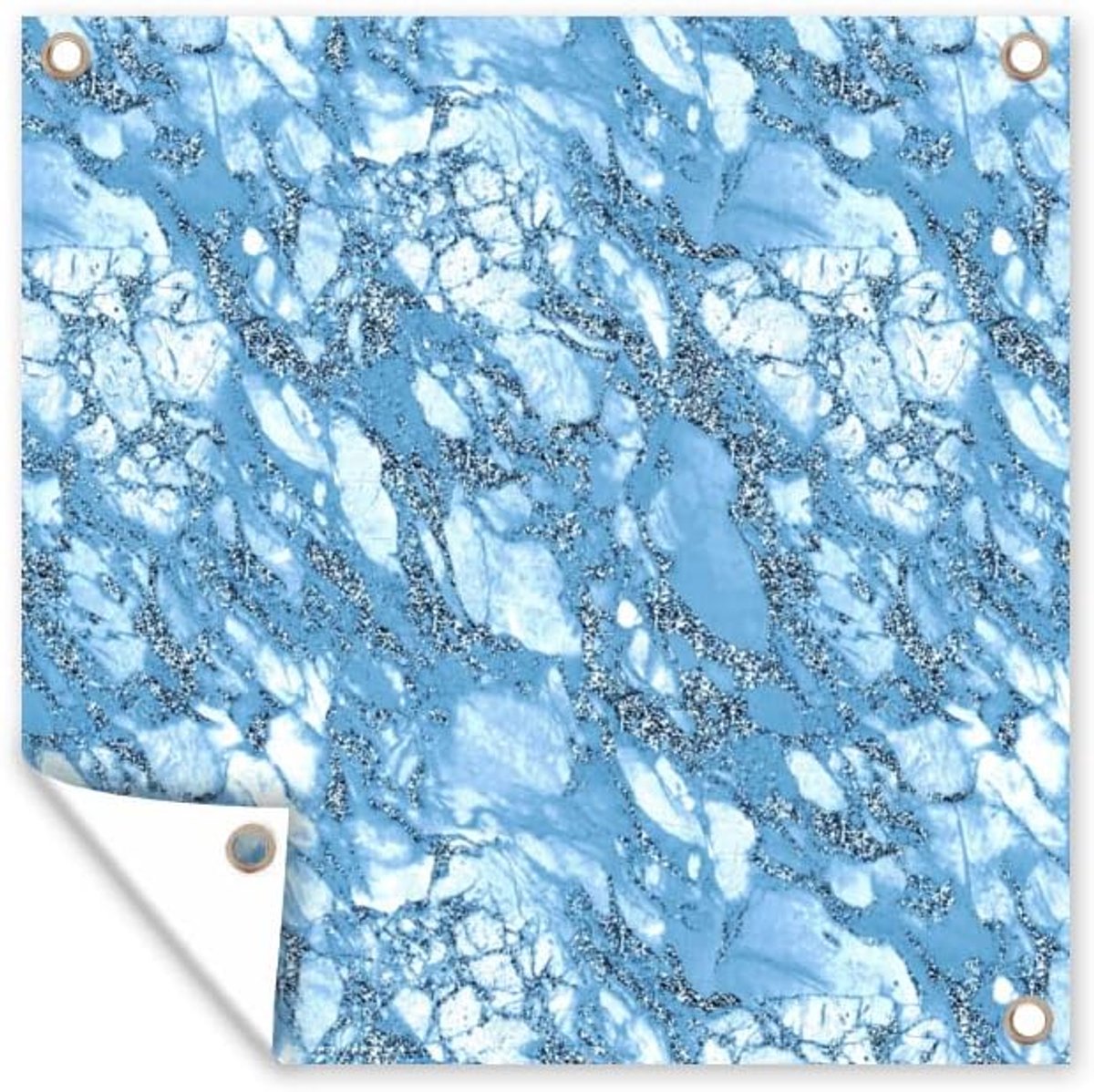 Tuinposter - 200x200 cm - Marmer - Glitter - Blauw