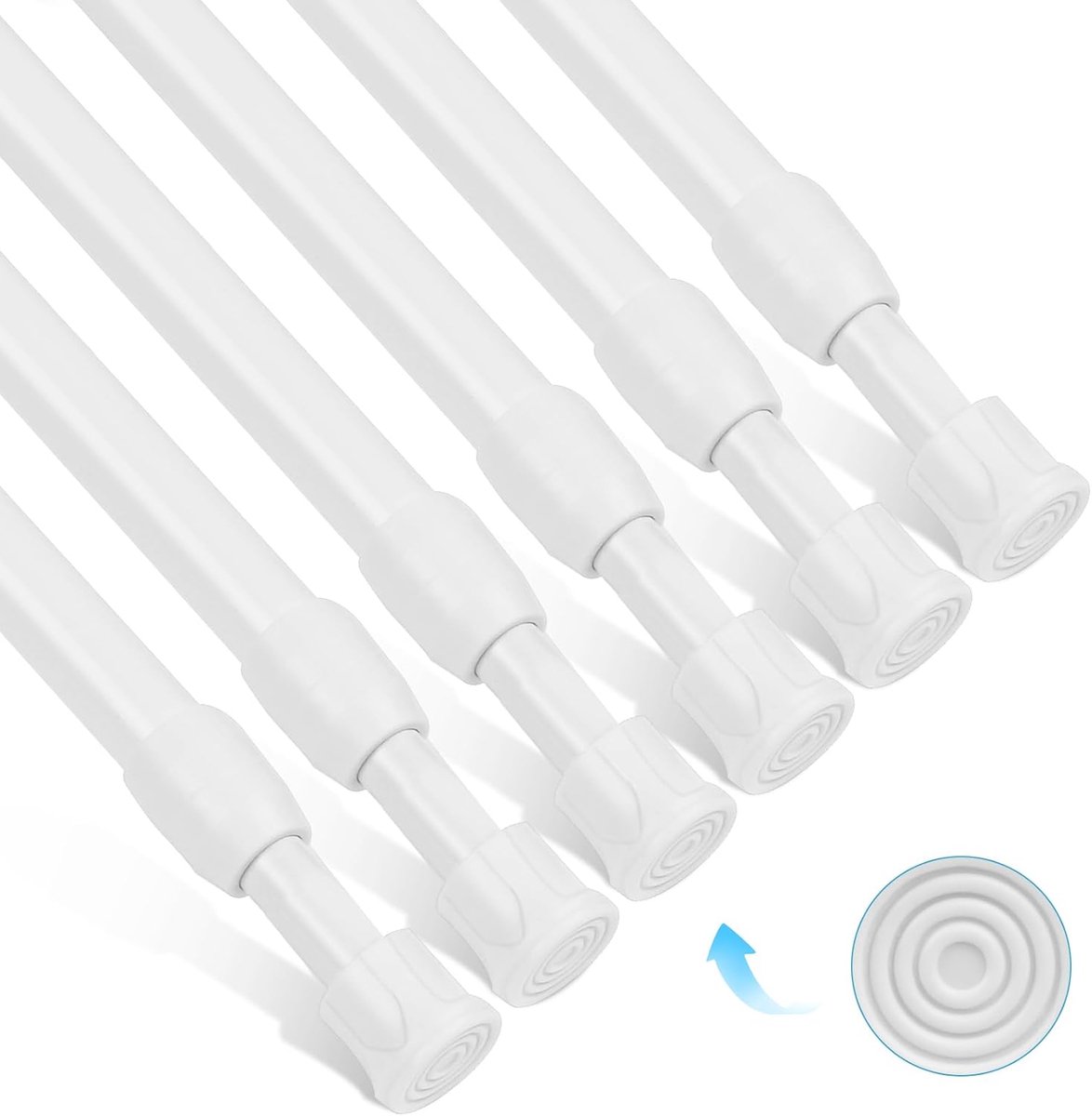 uitschuifbare gordijnroede, 18-28 cm Antislip Gordijnroede, geen boren nodig, Uitschuifbaar Douchegordijnstang, veer Telescopische gordijnroede voor gordijnen, kast, ophangen - 6 stuks