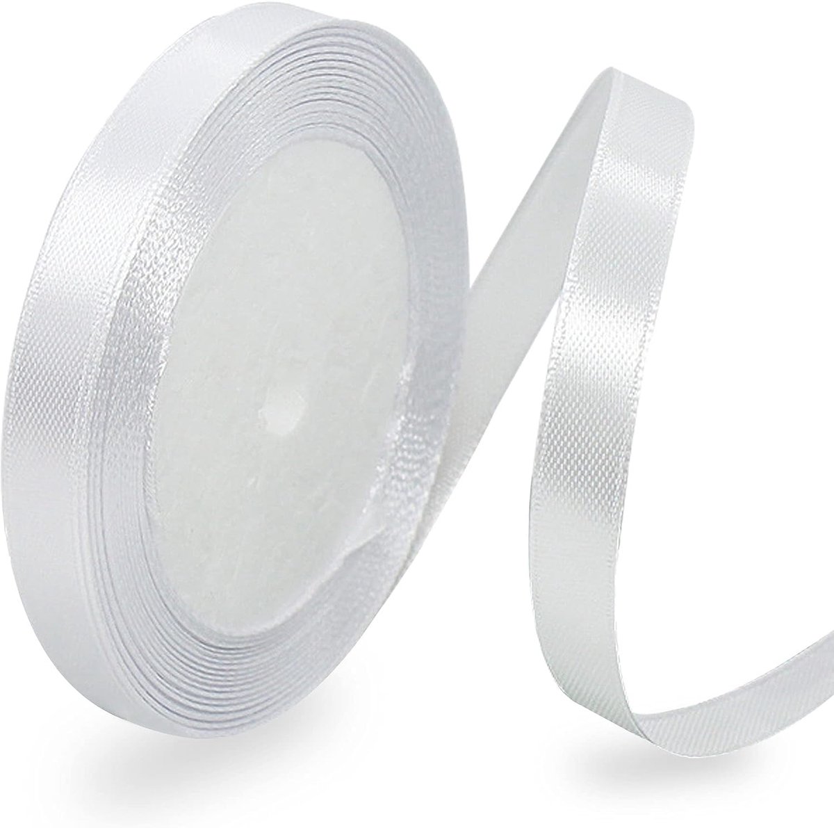 lint wit 10 mm, 22 meter wit decoratief cadeaulint, breed lint, stoffen lint voor bruiloft, doop en verjaardagsgeschenken