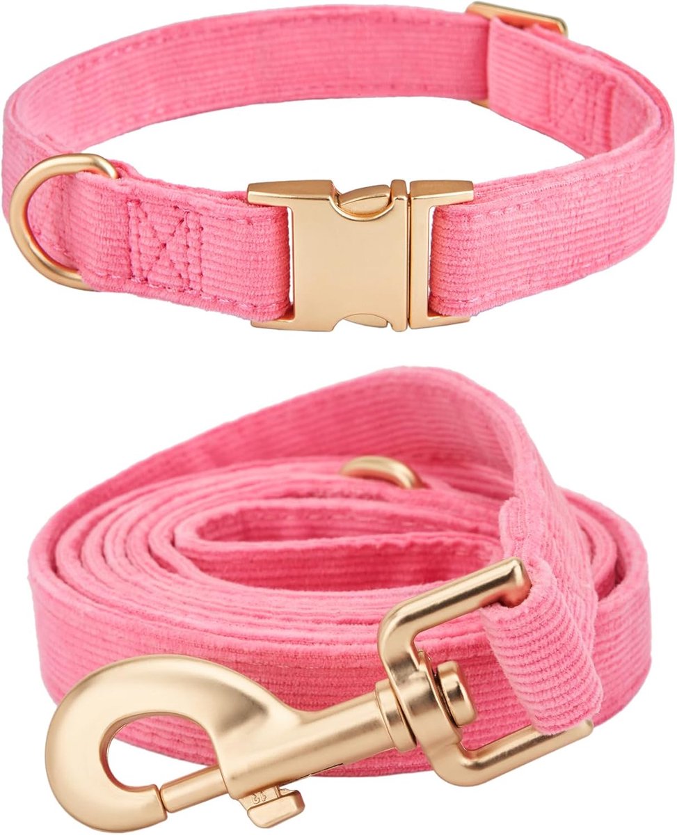 hondenhalsband en riem, zacht, irritatievrij, bijpassende combo voor dagelijkse wandelingen, roze