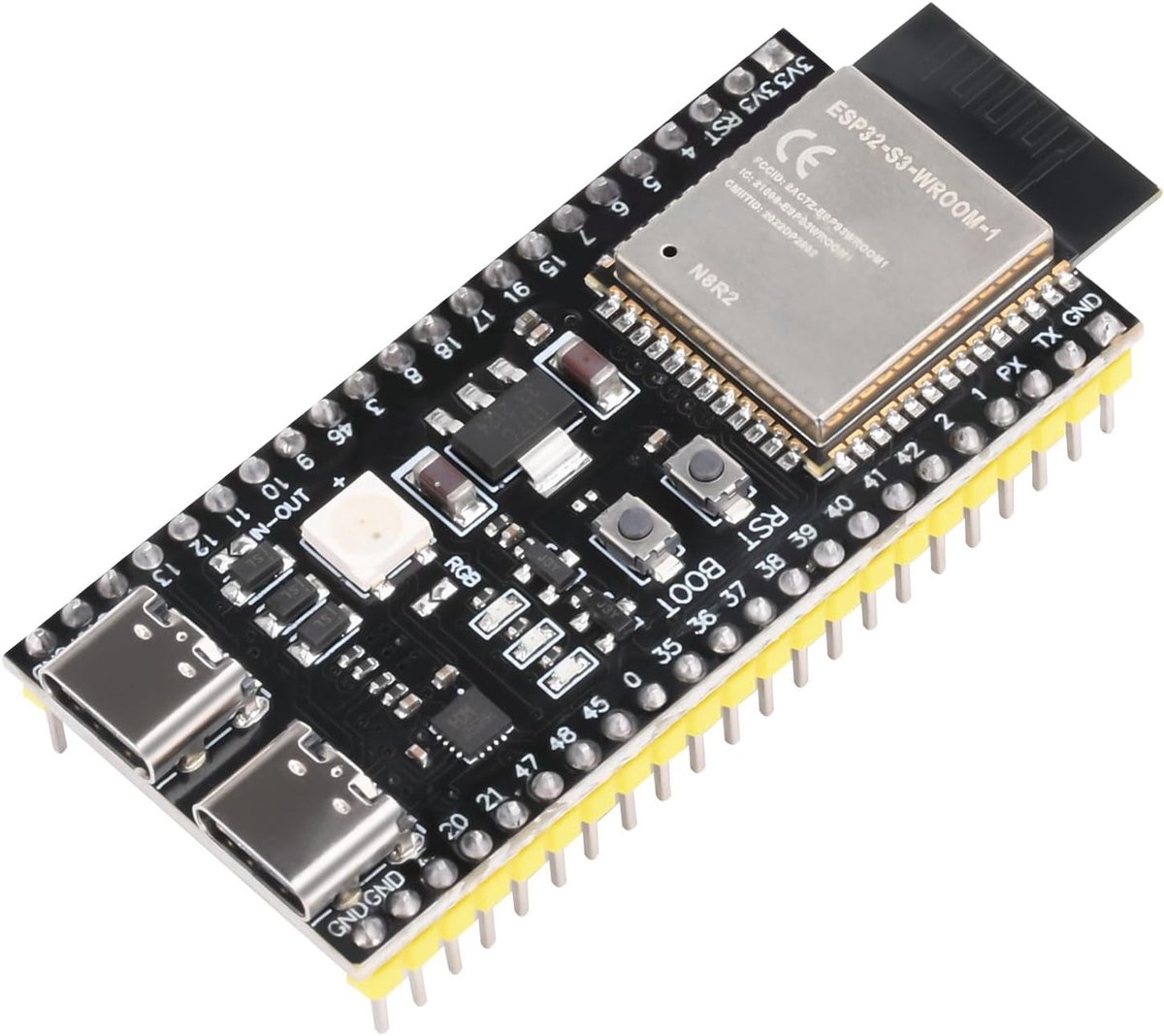 1 stuks voor ESP32-S3-DevKitC-1-N16R8 ontwikkelingsboard, 2,4 GHz WLAN Bluetooth 5.0 ESP32-S3-WROOM-1 NodeMCU microcontroller processor Dual Typ-C voor Arduino