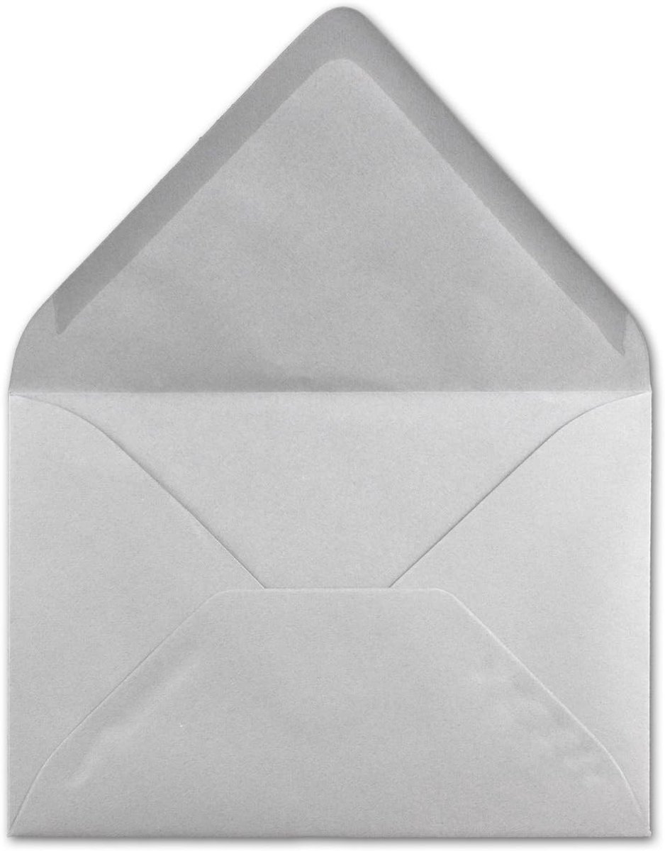 50 DIN C6 enveloppen lichtgrijs - 11,4 x 16,2 cm - 120 g/m² natte plakrand briefhoezen zonder venster, voor uitnodigingen van uw glüxx-agent