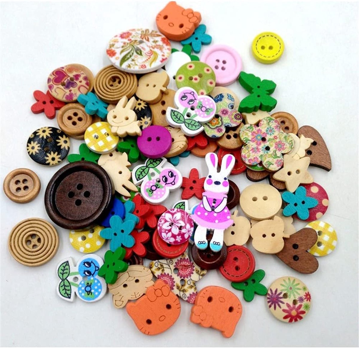 100 Stuks/Verpakking Houten Knoop 2 Gaten Knoop voor Naaien Knutselen DIY Werken Decoratie