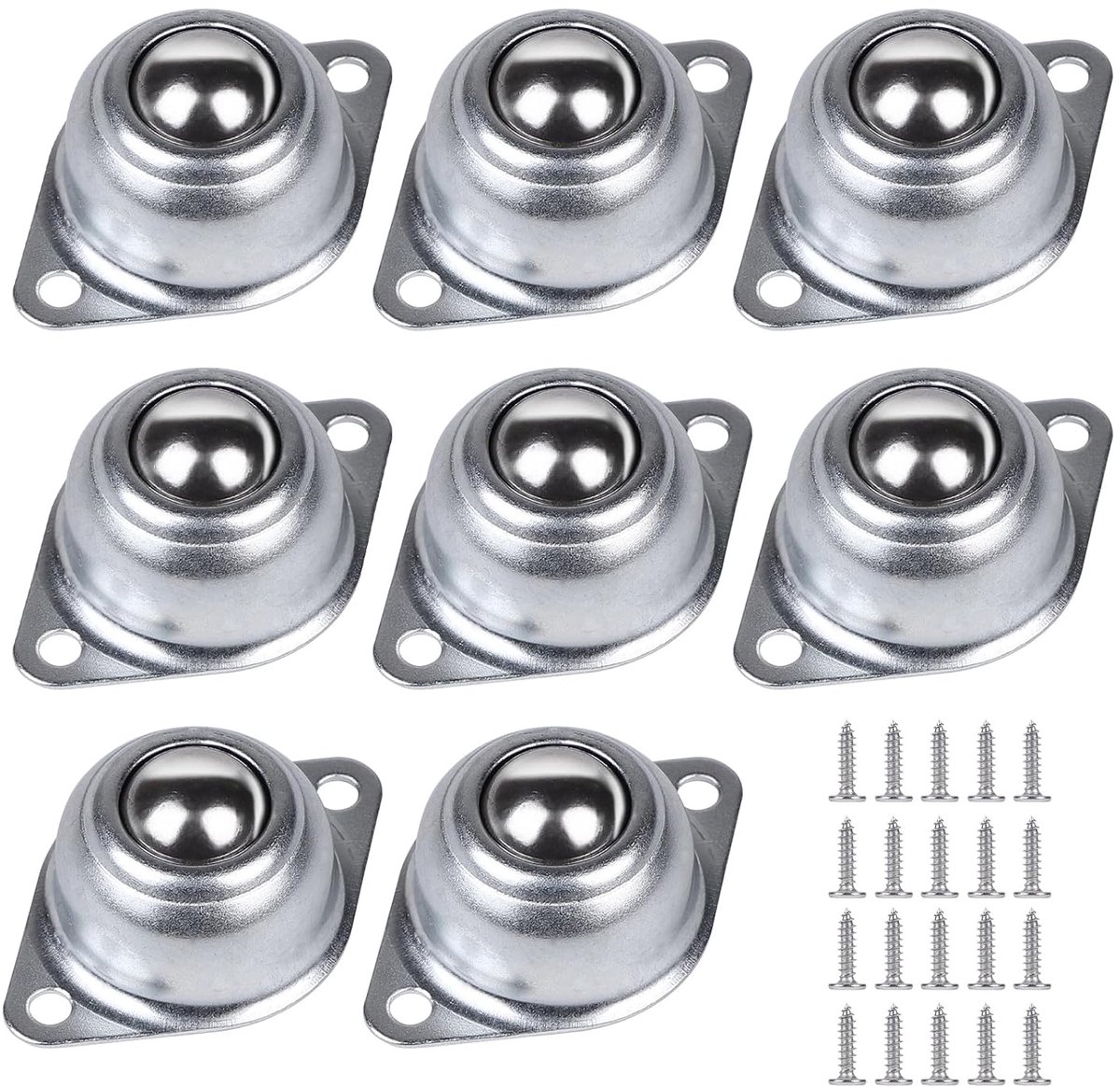 8 stuks kleine kogelrollen met schroeven, 16 mm, kogelwielen 360 graden, kogeloverdrachtseenheid voor het vervoer van goederen, meubels, keukenapparaten, industriële machines