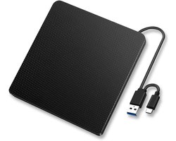 Draagbare externe CD DVD-brander, 2-in-1 USB3.0 & Type-C CD/DVD Disk Drive Speler Burner Reader Writer Compatibel voor Laptop, Desktop, MacBook, Win11/10/8/7/XP, Linux, Mac OS, Vista
