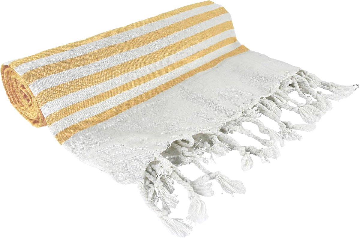 home decor - Strandlaken van katoen - lichte strandhanddoek - Strandlaken van katoen - Strandlakens - 100% katoen - Geel - 90 x 170 cm
