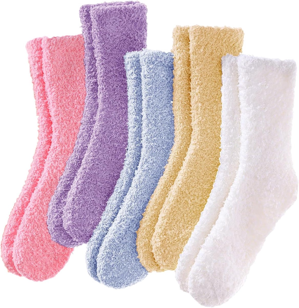 Sokken voor dames, dikke warme wintersokken, zachte wollen sokken, wandelsokken voor dames, 5 paar, zwart, 35-42