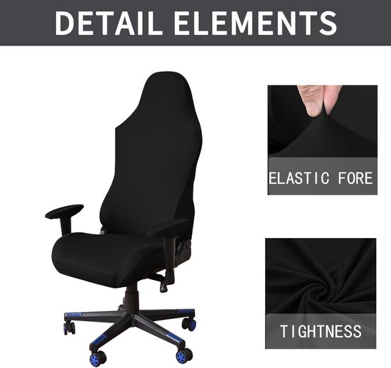 Gaming Chair Cover Set 4-delig - Zwart/Blauw - Bescherming voor gamingstoelen - Geschikt voor computerstoelen - SnelShoppen van snelshoppen — afbeelding 4