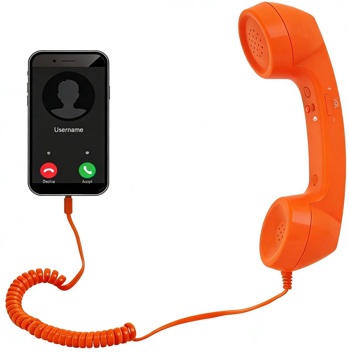 SnelShoppen - 3,5 Mm Telefoonhoorn Vintage Mobiele Telefoonontvanger Microfoon Luidspreker met USB C-adapter Retro Handset voor Mobiele Telefoon (ORAN