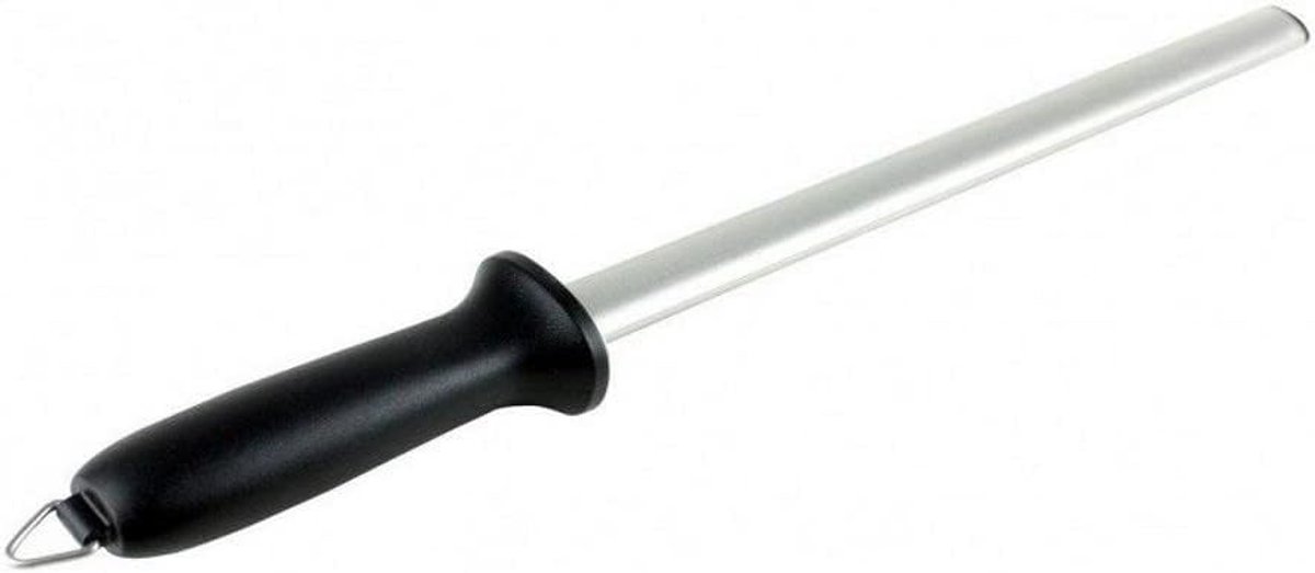 Aanzetstaal 38 cm - keramiek zilver/zwart - duurzaam materiaal - ideaal voor het slijpen - SnelShoppen
