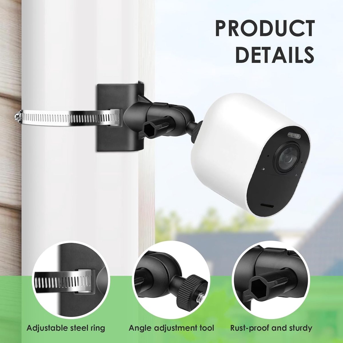 GlasFlength Camerahouder voor Blink/Arlo/Wyze buitencamera, 360° masthouder, paalhouder, montagebeugel met 4 - ShopVlot