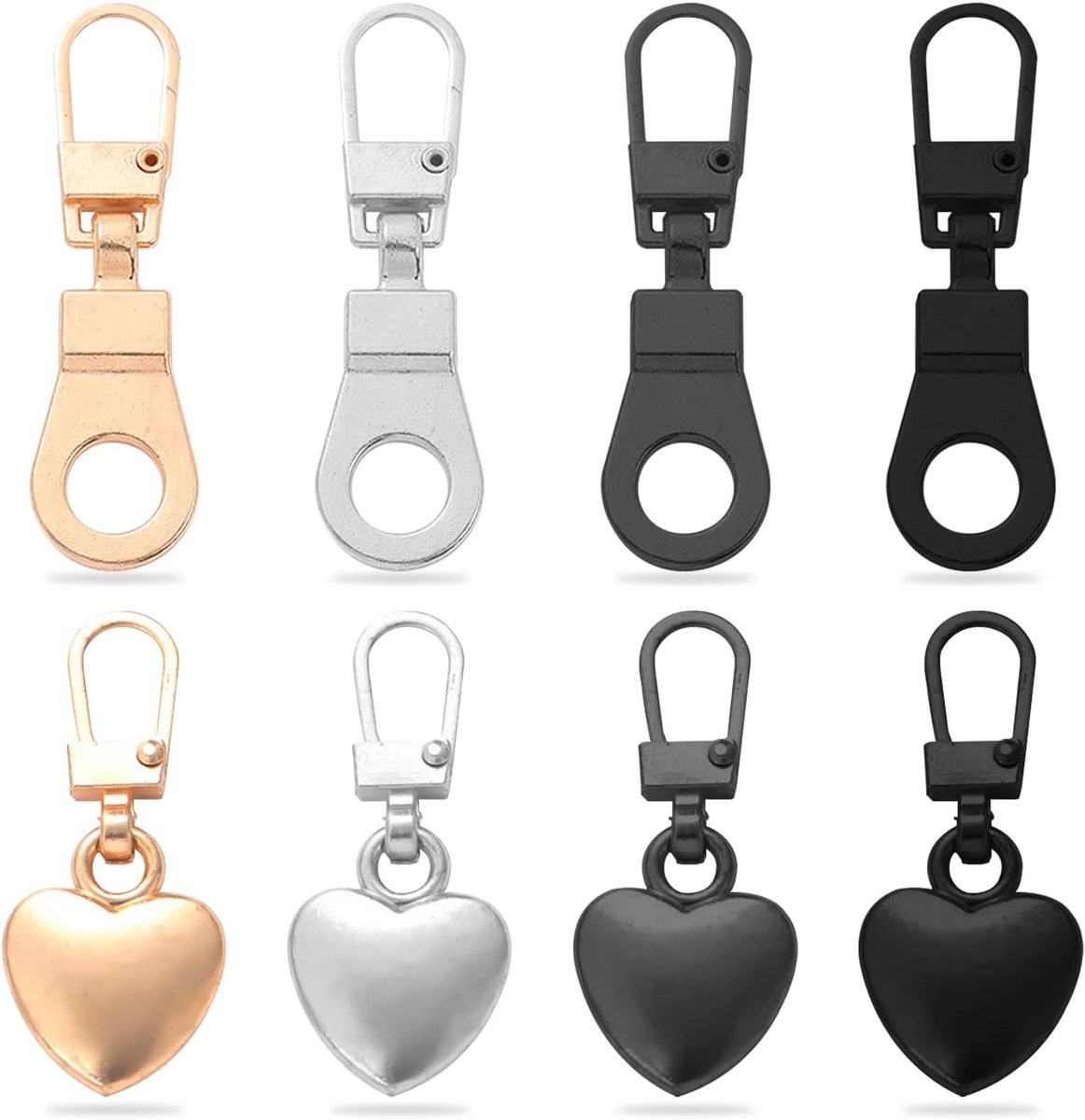 8 stuks hartvormige hangers met rits, metaal, ritssluiting, afneembare universele reparatieaccessoires voor jassen, broeken, bagage