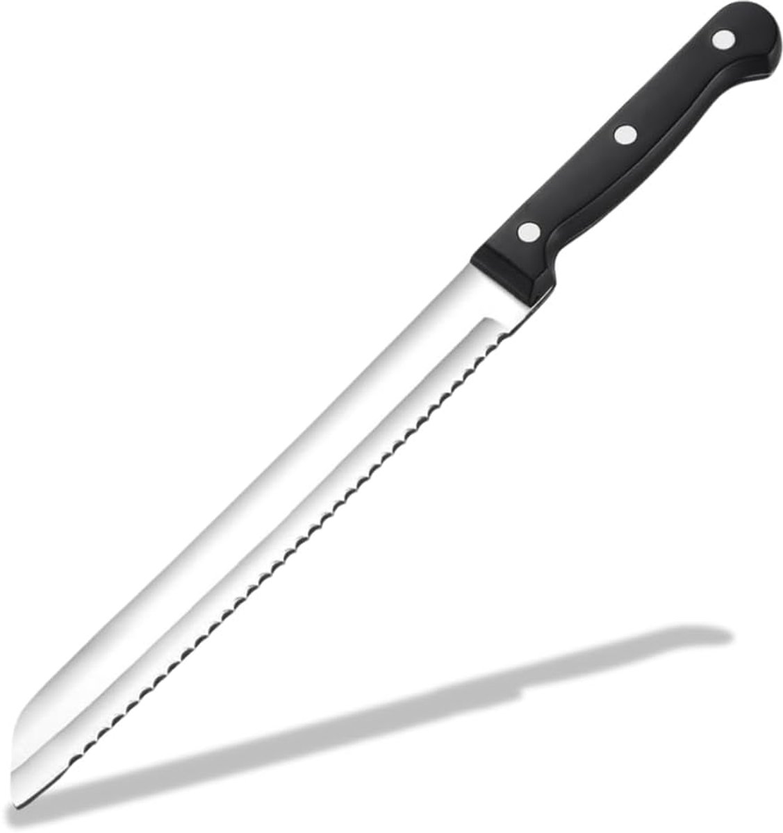 Rvs broodmes/keukenmes met gekartelde rand en ergonomisch handvat -18cm