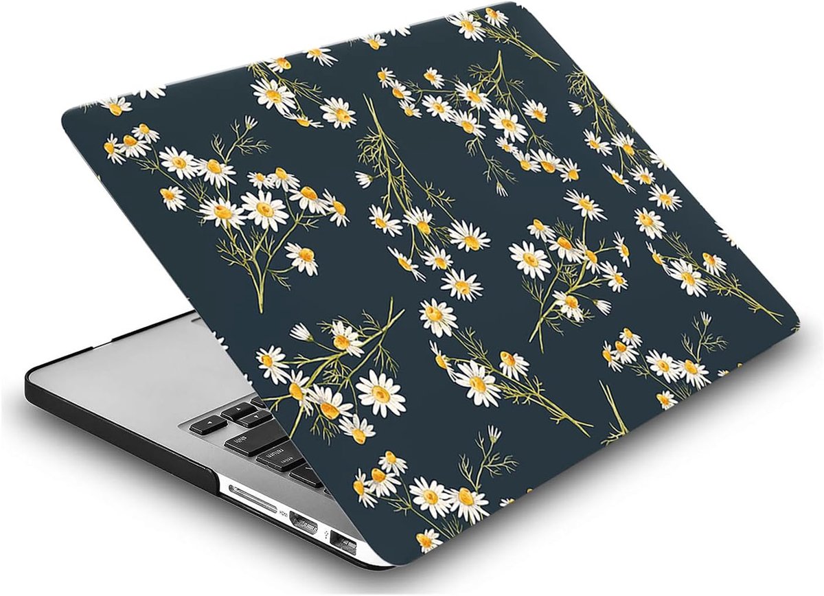 Compatibel voor Nieuwe Macbook Air 13 inch A2337 A2179 A1932 M1 Release 2020 2019 2018 met Retina Display en Touch ID, Plastic Hard Shell Beschermhoes Snap Case, Wit Madeliefje