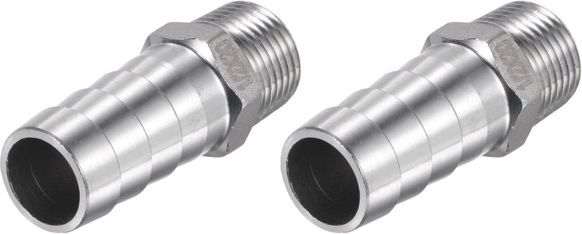 sourcing map 2 stuks slangtuit 20 mm AD x1/2PT buitendraad 304 roestvrij stalen buisverbinding